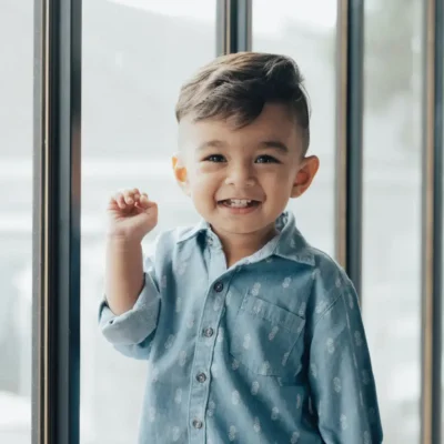 A happy kid after treating his eczema.